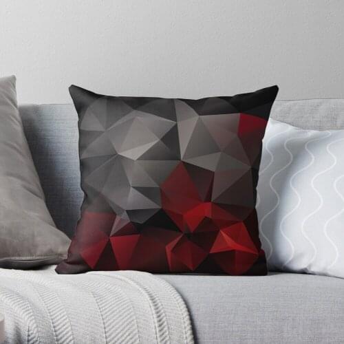 Abstract Background Of Triangles Polygon Wallpaper In Black Red Colors Throw Pillow Cushion Cover PolyesterHome Decor