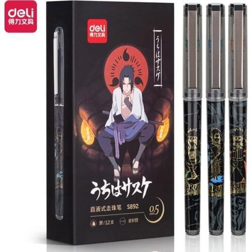 Deli Anime Pen 3pcs Cute Cartoon Naruto Rollerball Pens for School Stationery Supplies Kawaii Japanese Stationery Prize for Kids