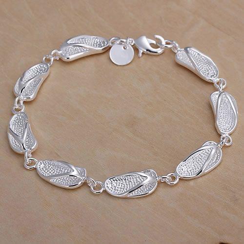 H155 Hot Sale Free Shipping Silver Plated Fine Jewelry,Wholesale 925-Sterling-Silver Charms Fashion Shoes Pendant Bracelet /aeb