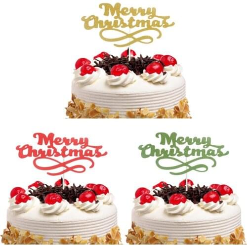 Cake Toppers Flags Christmas Glitter Cupcake Topper Kids Birthday Wedding Baby Shower Baking Party Decor DIY Dessert lovely Gift