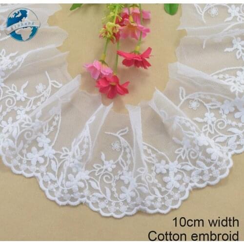 10cm width Cotton embroid lace sewing ribbon guipure trims or fabric warp knitting DIY Garment Accessories wedding lace#3364