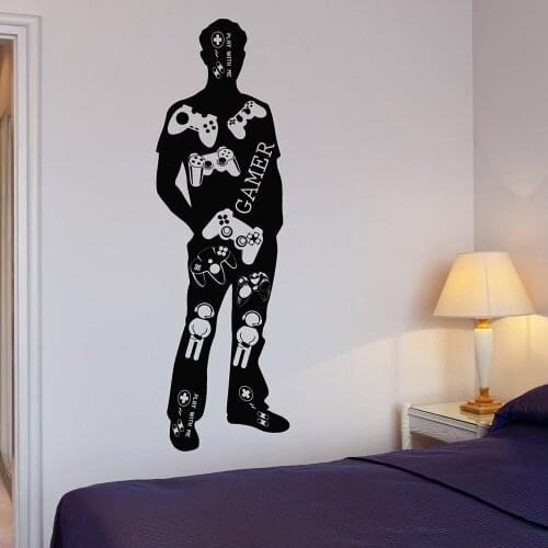 Gamer Game controller Wall Decals Video Game Teen Gamer Wall Sticker for Playroom Boys Room Decoration Vinyl Stickers C732