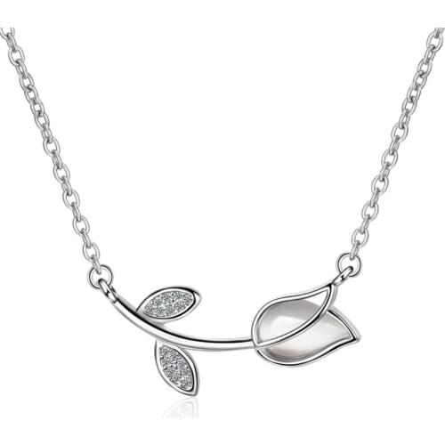 Classic Zirconia Rose Flower Pendant Necklace Lady Wedding Bijou Quality 925 Silver Women Choker Necklace Accessories Female