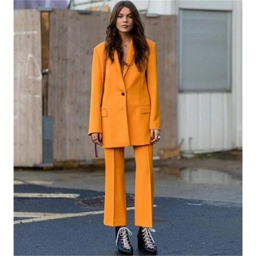 Yellow Business Pant Suits for Women Plus Size Ladies Single Breasted Blazer with Pants Womens Work Pantsuit Custom Made