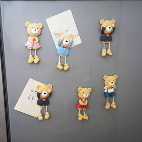 Fridge magnet cute bear cartoon stereo resion decoration magnetic stickerart crafts kitchen message paste kids like colorful