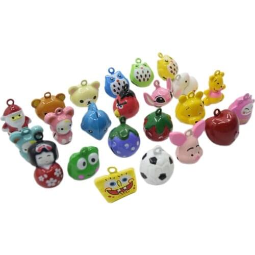 20pcs Cute Mini Cat Fish Duck Rabbit Metal Jingle Bells Loose Beads Festival Party Decoration/Pet Bell/DIY Crafts Accessories