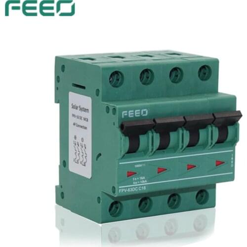FEEO FPV-63 4P 1000V 6A 10A 16A 20A 25A 32A 40A 50A 63A MCB Mini DC Circuit Breaker TUV & CE Certificate