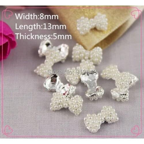 MJ17,10pcs 8*13*5mm Bow Mobile Beauty DIY pearl faceplate Rhinestone Button Hand Stick Flower Wholesale Jewelry Accessories