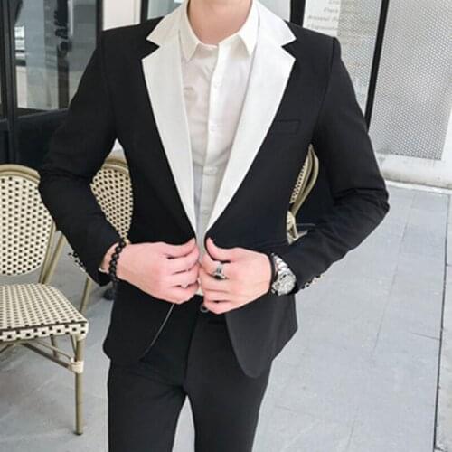 2021 Tailor Made Fashion Notch Lapel Black Male Suit Slim Fit Groomsmen Tuxedo For Wedding Office Party Costome (Jacket+Pants)