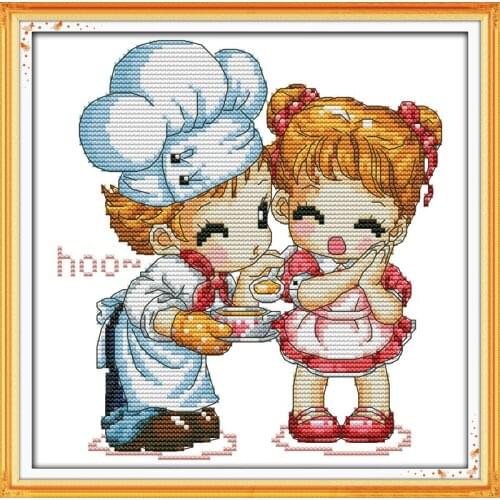 Sweetheart cross stitch kit cartoon 11ct count print canvas stitches embroidery DIY handmade needlework plus