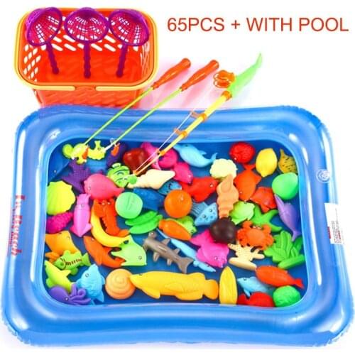 Hot Selling Magnetic Fishing Toy Set for Kids Fishing Games Outdoor Toys Rod Hook Fishes with Inflatable Pool