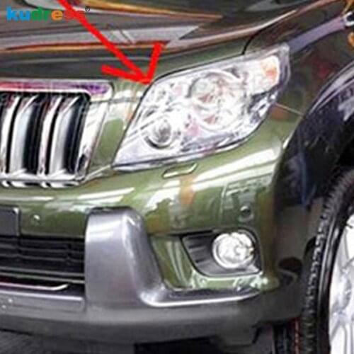 For Toyota Prado J150 2010 2011 2012 ABS Chrome Car Head Light Cover Trim Front Headlight Lamp Trims Sticker Styling Accessories
