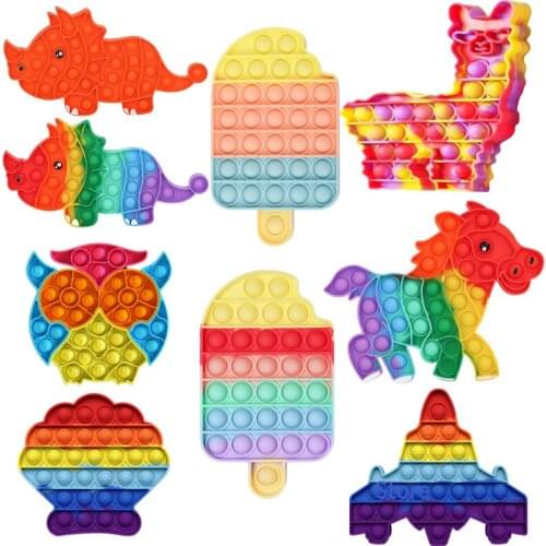 Push Pops System Bubble Pineapple Rainbow Color Fidget Toys Autism Special Needs Sensory Anti-Stress Relief Toy Kids Toys