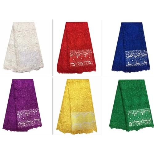 Nigerian White Cord Lace Fabric Guipure Cotton African Fashion French Lace Party Dress Stuff KRL-5698