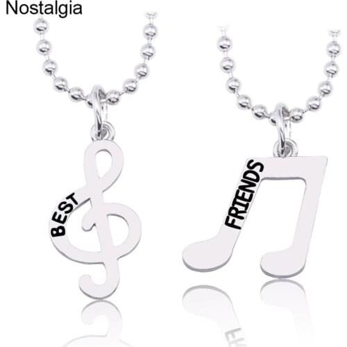 Nostalgia 1 Set Best Friend Music Note Friends Pendant Beaded Necklaces For Women Men Bestfriend Musical Jewelry Gifts