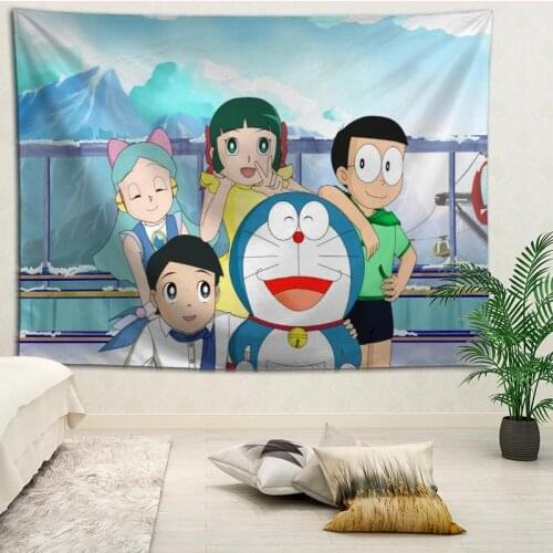 New Arrival Doraemon Tapestry Hanging Blanket background wall bedroom Home Art Tapestries Decor Customize your image