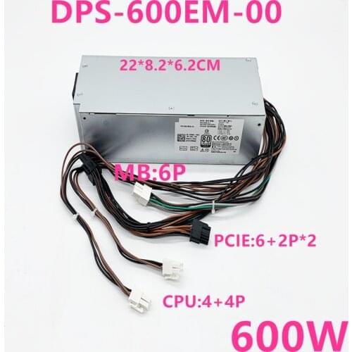 New PSU For Dell 3050 3060 3080 3681 5050 5060 5090 7071 7050 7060 7080 5880 V3667 V3470 6Pin 600W Power Supply DPS-600EM-00