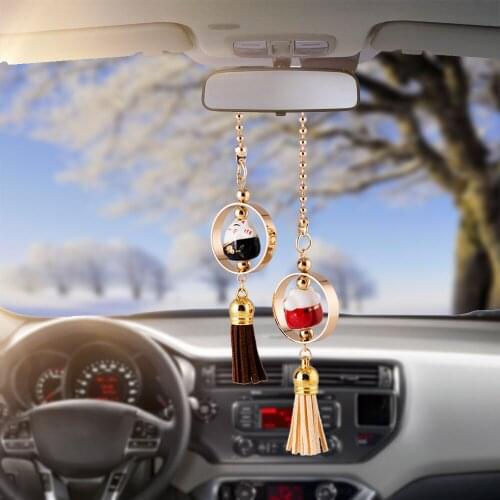 Car Pendant Ornaments Fortune Lucky Cats Hanging Auto Interior Rear View Mirror Decoration Dangle Trim Accessory Car Styling
