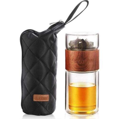 Portable Double Wall Glass Tea Infuser Tumbler Tea Filter Water Bottle Outdoor Travel Drinkware
