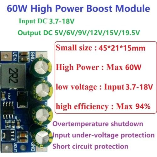 5A high-power DC DC Converter Step-Up Module DC 3.7V 4.2V 7.5V 8V 9V 10V 14.8V to 5V 6V 9V 12V 15V 19.5V Voltage Boost Board