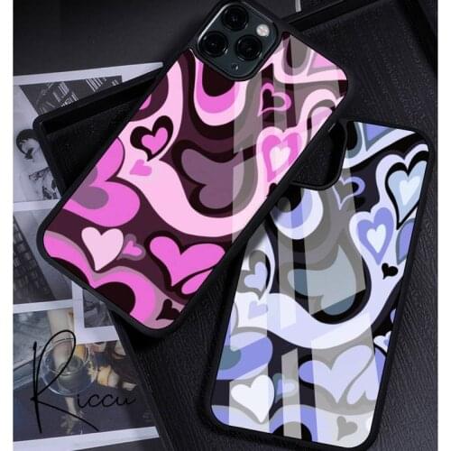 Purple Heart Swirl Pattern pink Phone Cases Rubber for iPhone 12 11 Pro Max XS 8 7 6 6S Plus X 5S SE 2020 XR 12Mini case