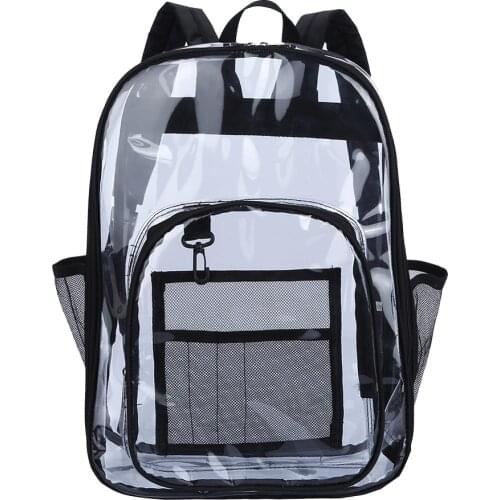 PVC Waterproof Transparent School Bag Women Men See Through Backpacks Fashion Large Capacity Backpack Clear Female Backpack