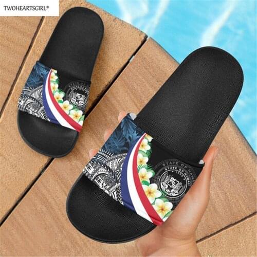 Women Slippers Tonga Tribe Plumeria Print Home Slippers Thick Sole Sandals Non-slip Ladies Flip Flops Indoor Flat Slides