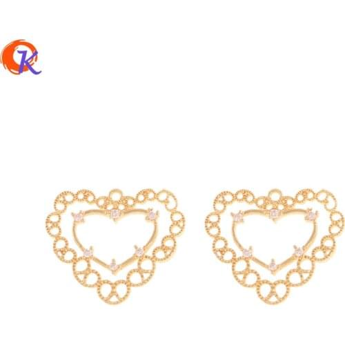 Cordial Design 20Pcs 25*26MM Jewelry Accessories/CZ Pendant/Heart Shape/Genuine Gold Plating/Hand Made/DIY Earring Findings