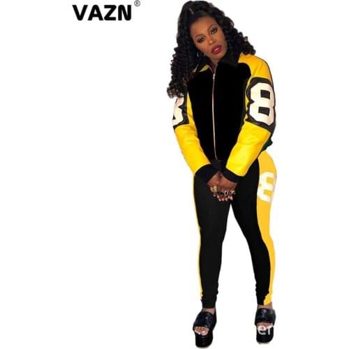 VAZN 2020 Sport Fitness Baseball Uniform Full Sleeve Sexy Set Holiday Women Age reduction Energetic Set Fashion Clothing Suit