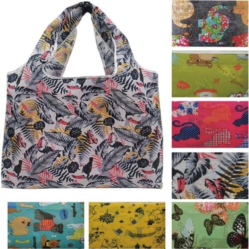 Shopping Bag with Pouch Reusable Large Capacity Foldable Eco Handbag Oxford Shoulder Bag Grocery Bags Flower Print Tote Bags