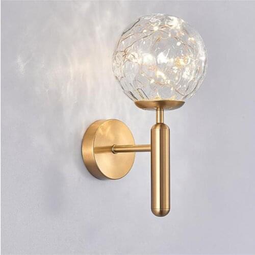 2020 New LED Copper Wire Wall Mount Night Light Globe Glass Shade LED Wall Sconces for Background Decor Bedroom Atmosphere Lamp