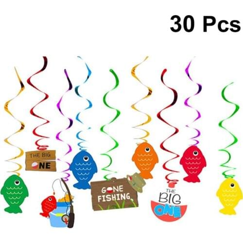 30PCS/Set Fishing Theme Cake Ornaments Practical Birthday Party Cake Decoration Use Ornaments