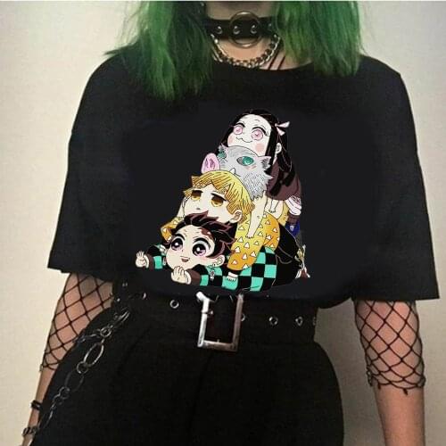 2020 Hot Anime Cartoon T Shirt Women Fashion Kimetsu No Yaiba T-shirt Graphic Japanese Anime Tshirt kawaii Tees