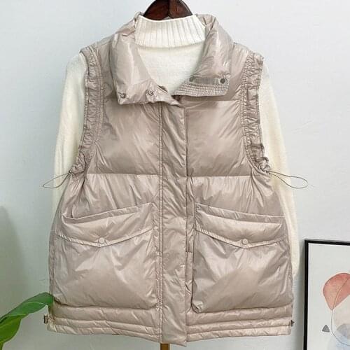 Women Waistcoat 2021 Stand Collar Warm Down Cotton Thicken Sleeveless Fashion Vest Outwear Girls Wild Short Jacket