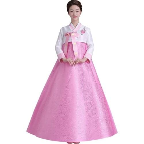 Women Korean Traditional Long Sleeve Classic Hanboks Dress Cosplay Costume