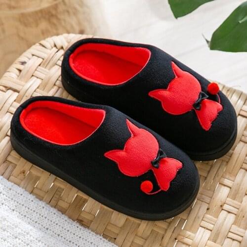 Winter Slippers Women 2020 Cotton Plush Couple Indoor Slippers Cartoon Cat Platform Home Slippers male Shoes Large Size 40-45