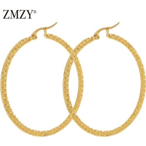ZMZY New Design Luxury brand Gold Stainless Steel Circle Shaped Punk Earrings for Women/Girls Fashion Ear Jewelry Gift