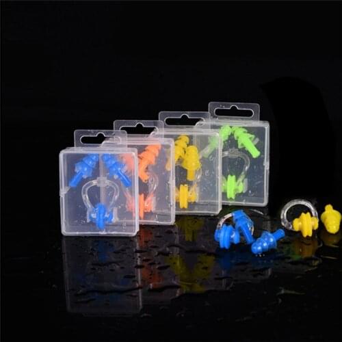 1Set Waterproof Nose Clip Ear Plug Soft Silicone Water Sports Pool Earplugs Protector Dive Supplies Swimming Accessories 5Colors