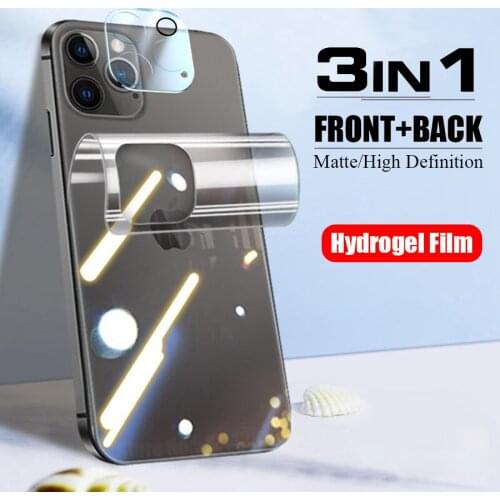 3 IN 1 Full Cover Screen Protector For iPhone 12 11 Pro Max Matte Hydrogel Film For iPhone 12 mini Camera Lens Glass Protector