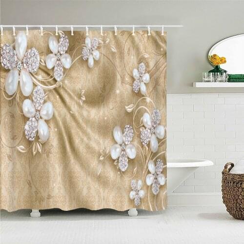 3d Bathroom Curtains European Retro Flower Printing Shower Curtain Home Decoration Waterproof Fabric Bath Screen