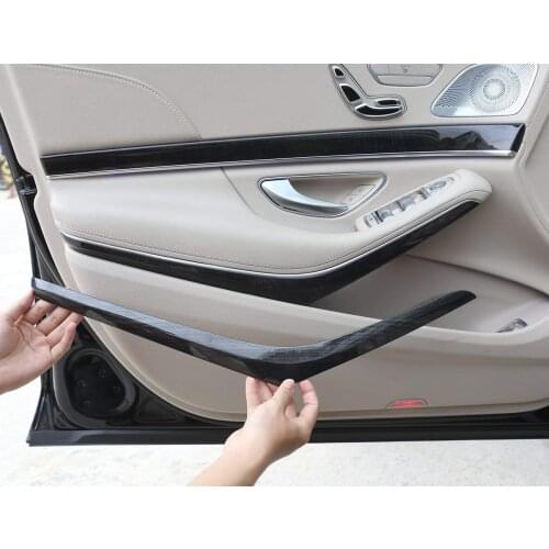 Dark Wood Grain Car Interior Door Decoration Strips Trim 4pcs for Mercedes Benz W222 S Class S320 2014-2017