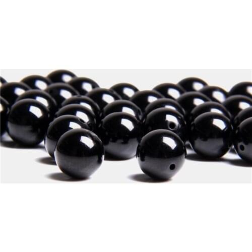 6-12mm Natural Black Tourmaline Round Beads Gem Stone Smooth Agates Beads For Jewelry Making Bracelet Necklace DIY 15" Strand