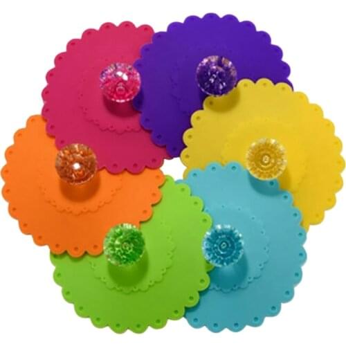 6PCS New Cute Anti-Dust Silicone Glass Cup Cover Coffee Mug Suction Seal Lid Cap Food Grade Creative Round Mug Cover