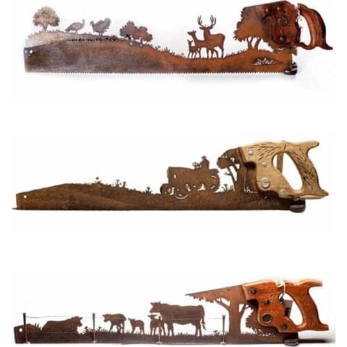 ART TREE WALL DECOR Cut Hand Saw Metal Art Metal Artwork Cow Hand Cutting Handsaw Decorations