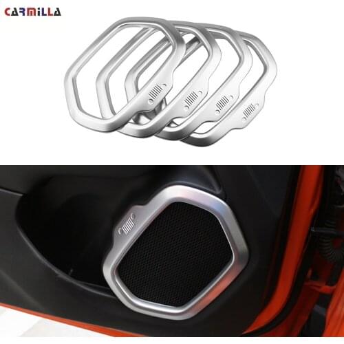 Car Chrome Interior Door Stereo Speaker Ring Cover Speaker Trim Sticker Fit for Jeep Renegade 2015 - 2019 Accessories