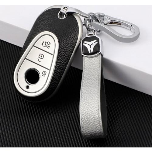 TPU+leather holder Car key Case key cover For Mercedes Benz W223 Class S S300 S350 S450 S500 S400 s350l s450l s500l 2020 2021