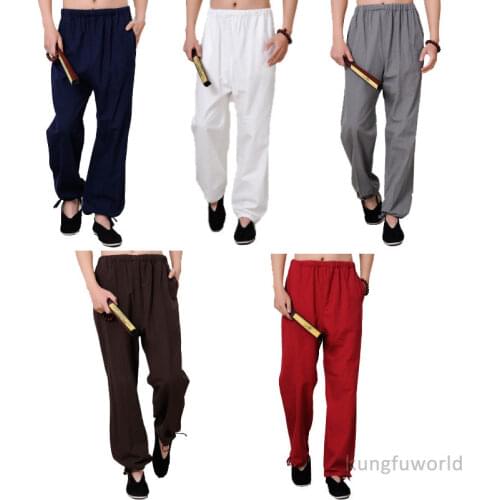 100% Cotton Kung fu Tai chi Pants Martial arts Wushu Wing Chun Trousers