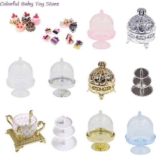 Hot Sale 1/5pcs 3D Miniature Food DIY Craft For Dollhouse Mini Dessert Pan Cake Stand Fruit Tray And Mini Cake Doll Kitchen Toy