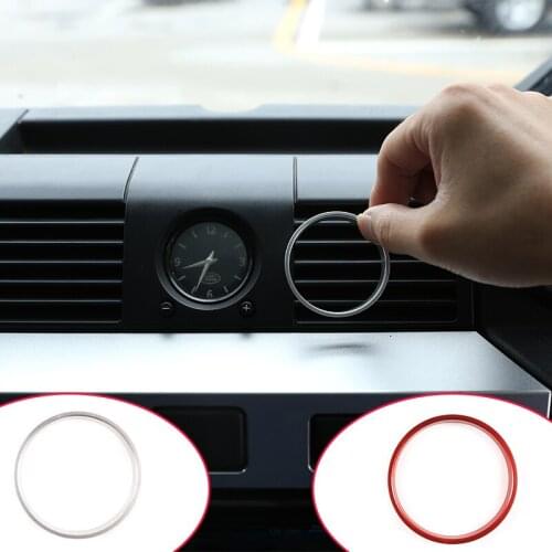 For Land Rover Defender 2008-2018 aluminum alloy silver/red car dashboard center clock decoration ring sticker auto parts
