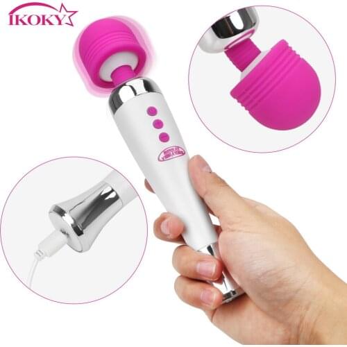 IKOKY USB Charging AV Massager Vibrators Sex Toys for Women G-spot Clitoris Stimulate Magic Wand Powerful Vibrator 12 Speed